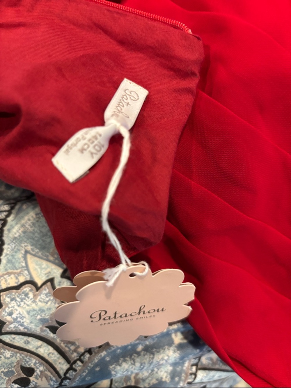 Red Ribbon-Trim Formal Girls' Dress - Picture 3 of 3